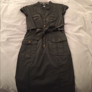 Fitted green utility dress