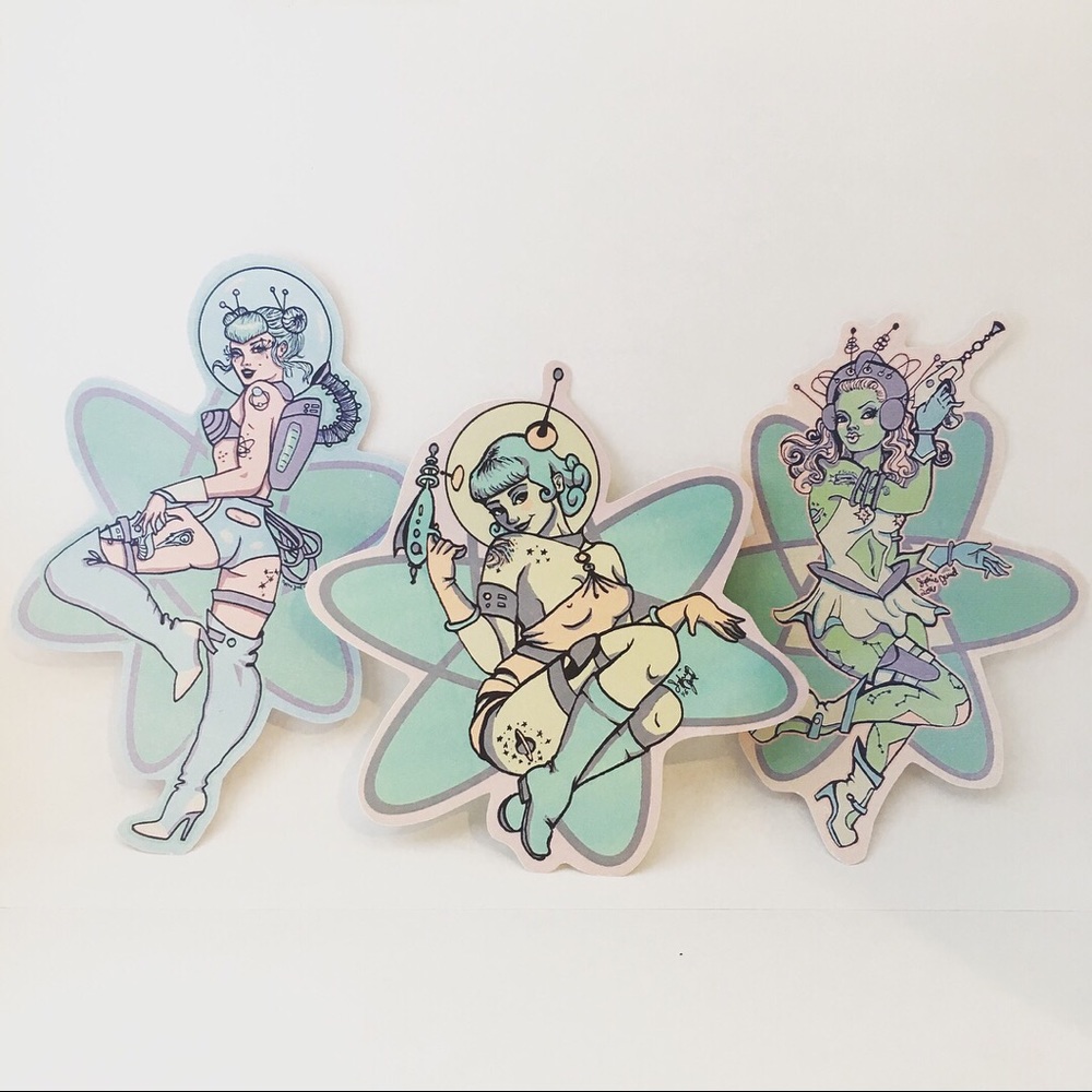 Space girl sticker set