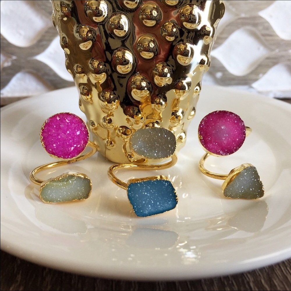 💎One left ✨22K GP Double authentic Druzy Ring