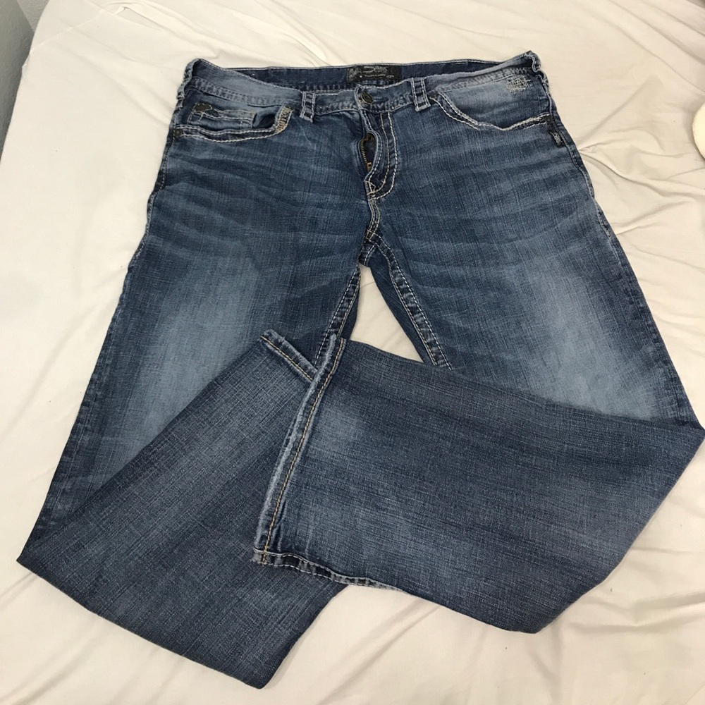 Men's silver jeans