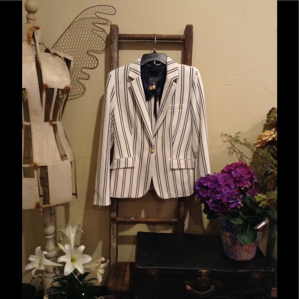 Blazer Jacket Bright White / Tradewinds Stripe  12