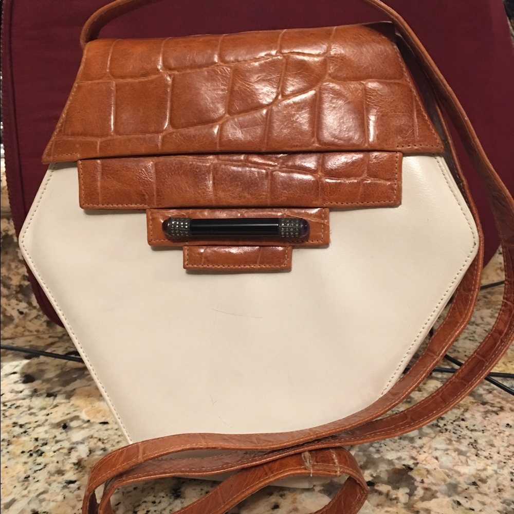 Judith Jack white leather palomino alligator Bag