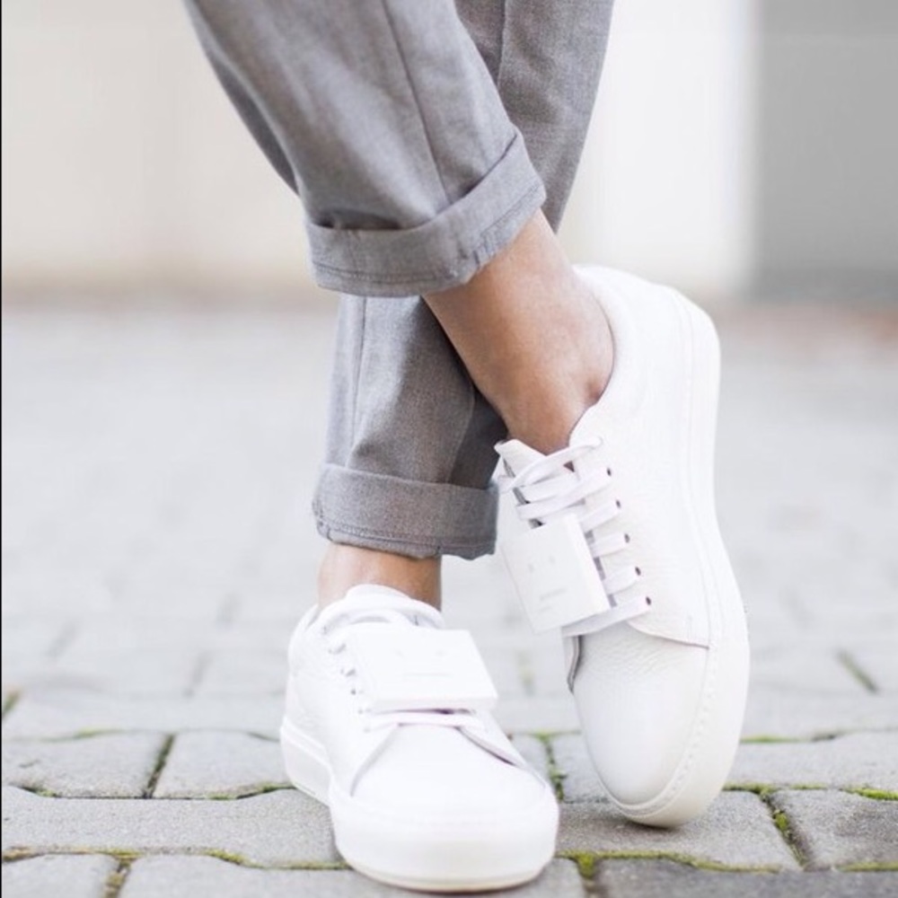 Acne studios white grain leather Adriana sneakers - Picture 2 of 7