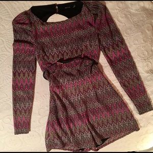 Purple print romper