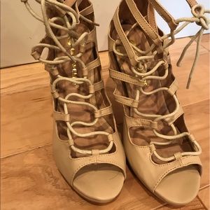 Never Worn nude lace up Heel