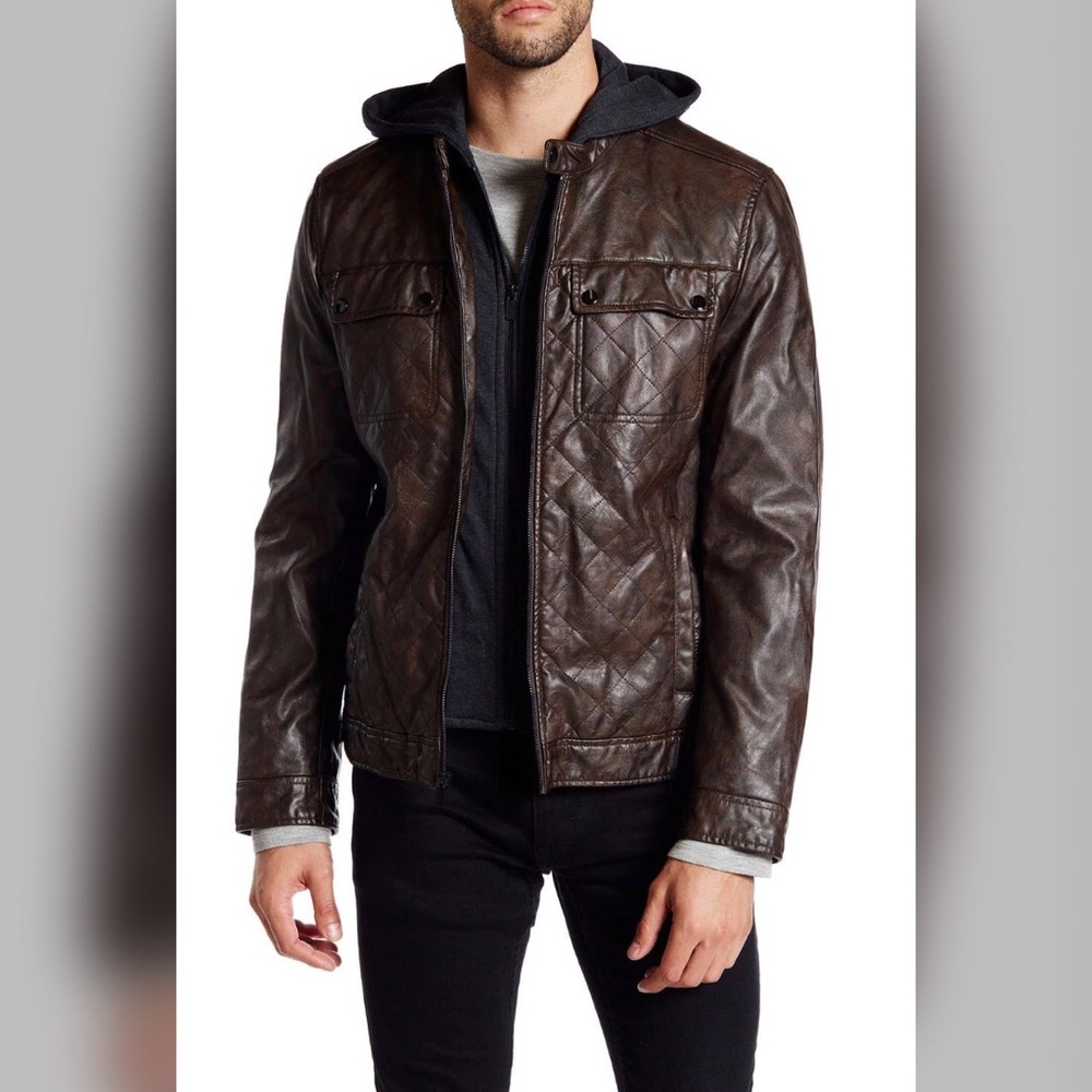 Kenneth Cole NY Hooded Faux Leather M - Picture 1 of 8
