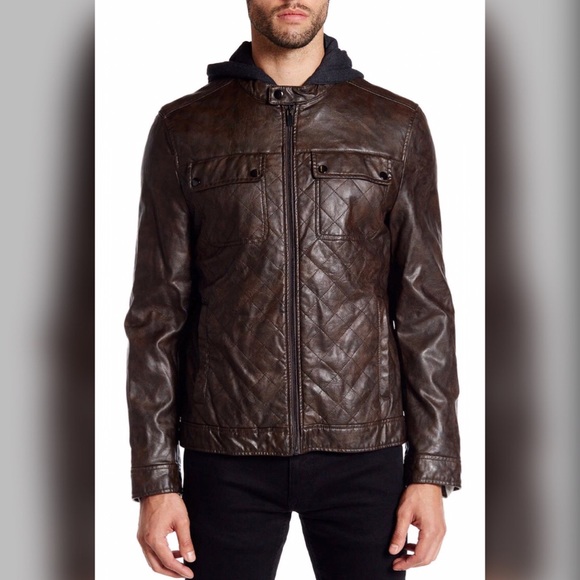 Kenneth Cole NY Hooded Faux Leather M - Picture 2 of 8