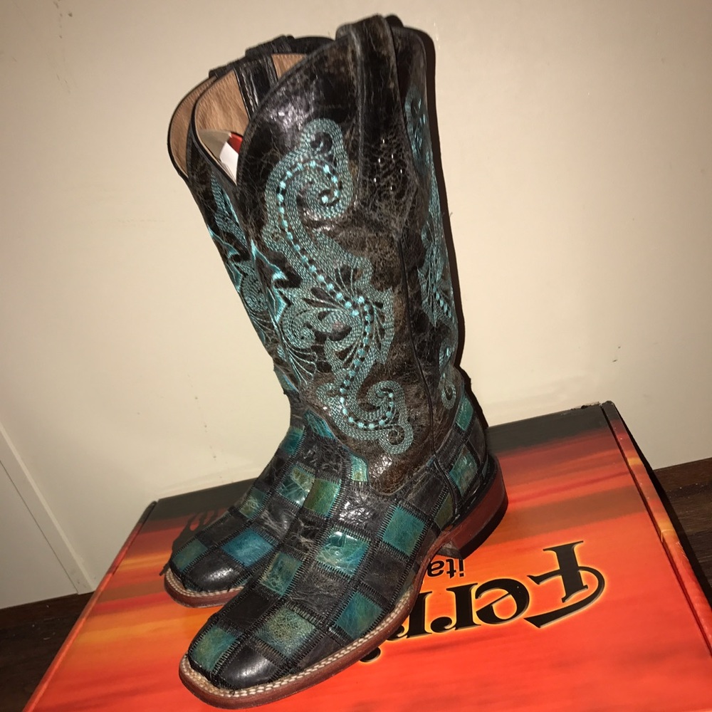 Ferrini patchwork black/teal