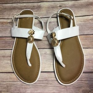 Charming Charlie thong sandal gold pineapple