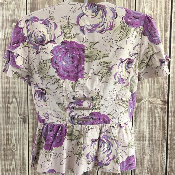 Anthropologie Elevenses Short Sleeve Purple Jacket - Picture 3 of 8