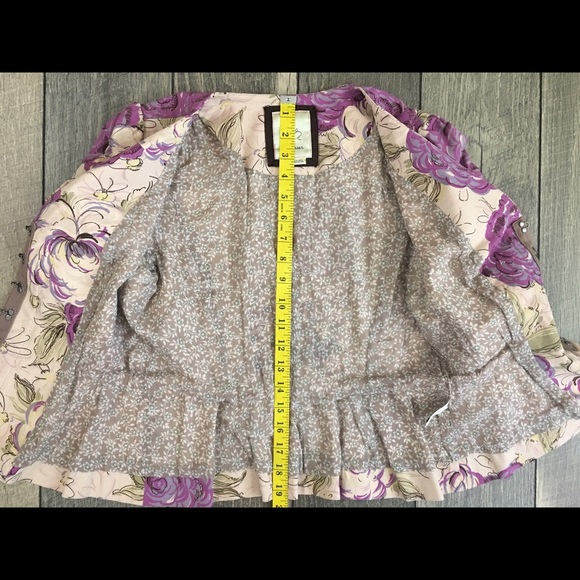 Anthropologie Elevenses Short Sleeve Purple Jacket - Picture 4 of 8