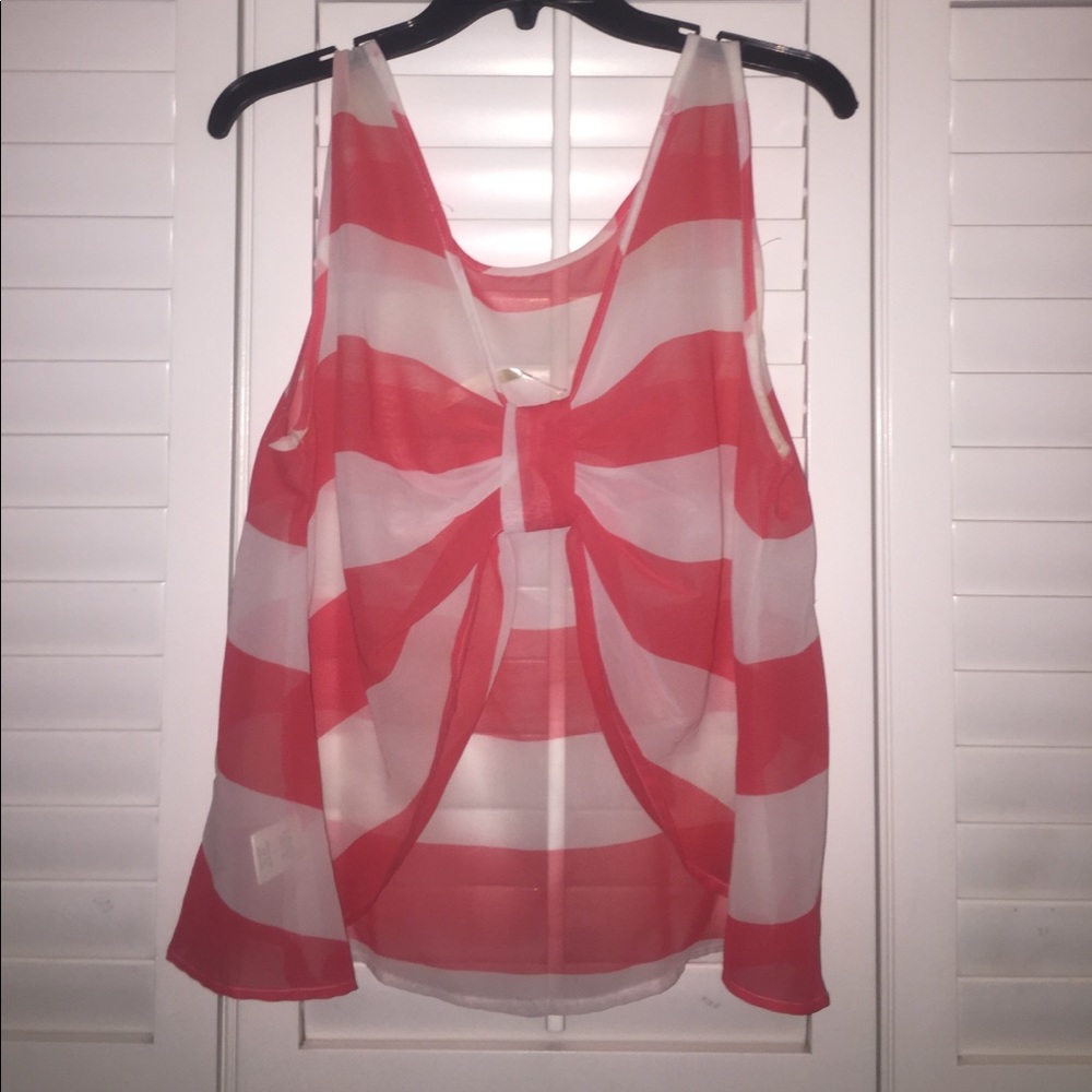 White & Pink Sheer Top - Picture 2 of 3