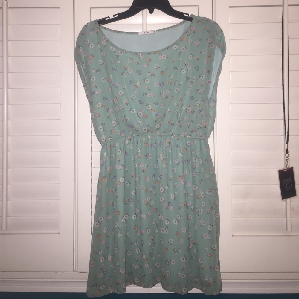 Blue-green floral dress