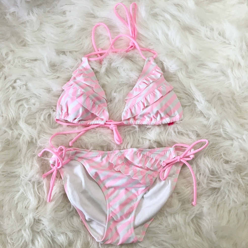Victoria's Secret Cute pink white Ruffle bikini