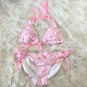 Victoria's Secret Cute pink white Ruffle bikini
