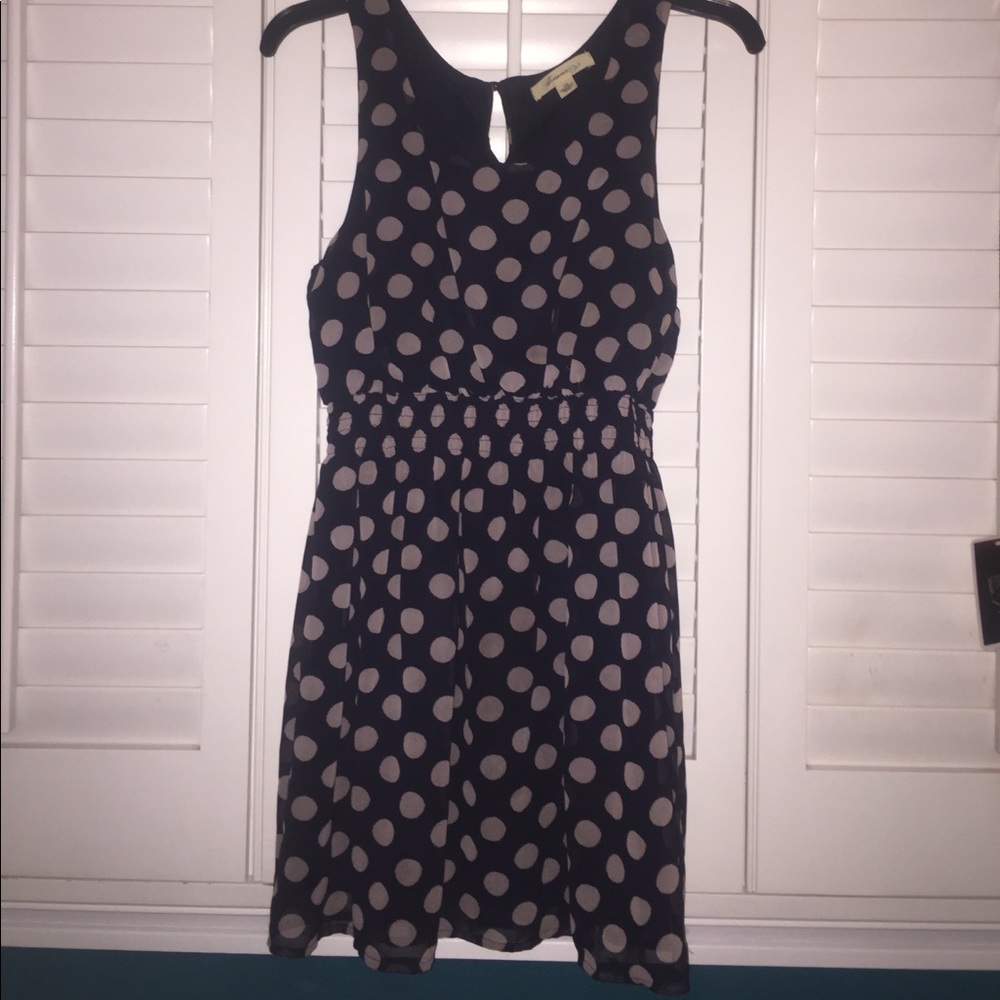 Navy-blue polka dot dress