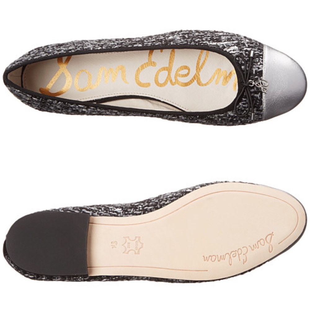 BNWOB sz7.5 Sara Flats in Black White Boucle