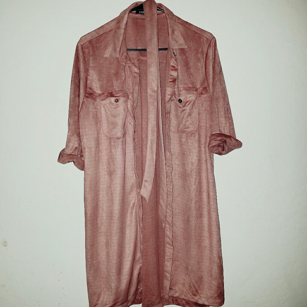 Boohoo Dusty Pink Faux Suede Mini Dress