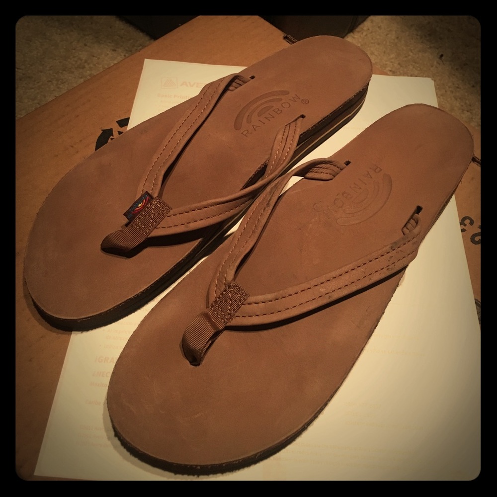 Rainbow flip flops