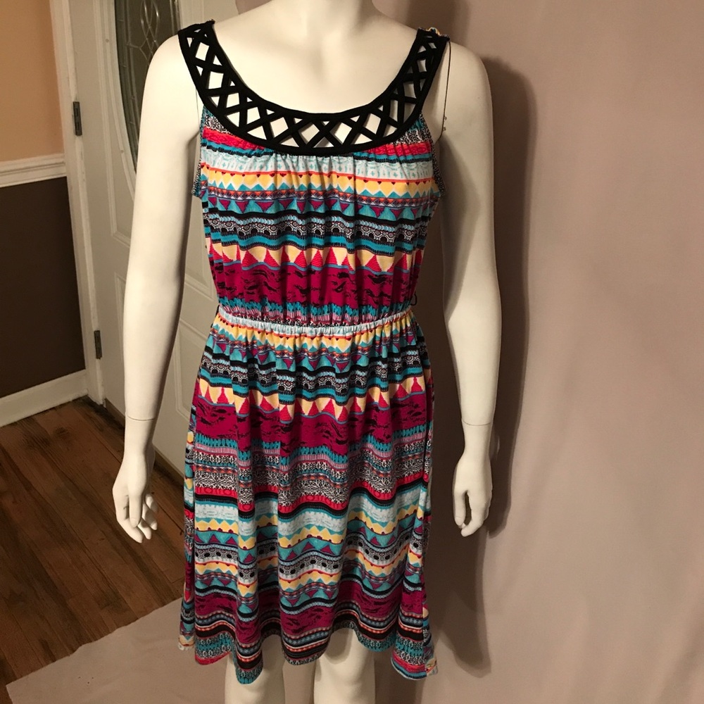 Aztec Black Detail Dress