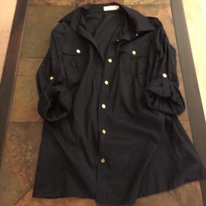 Authentic Tory Burch long sleeve blouse: Navy Blue