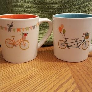Magenta bicycle mugs set of 2