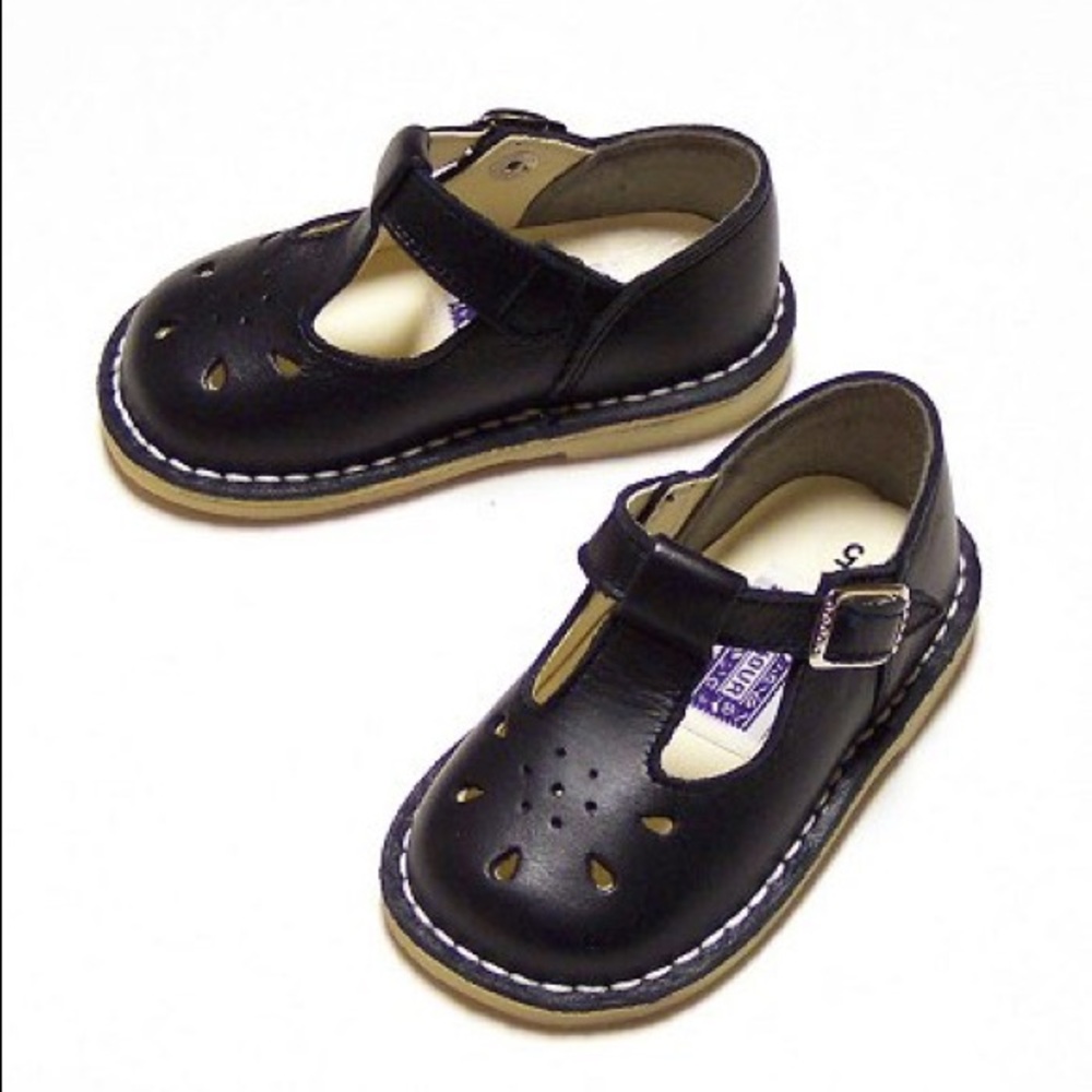 Navy Blue Leather T Strap Mary Janes by L'Amour