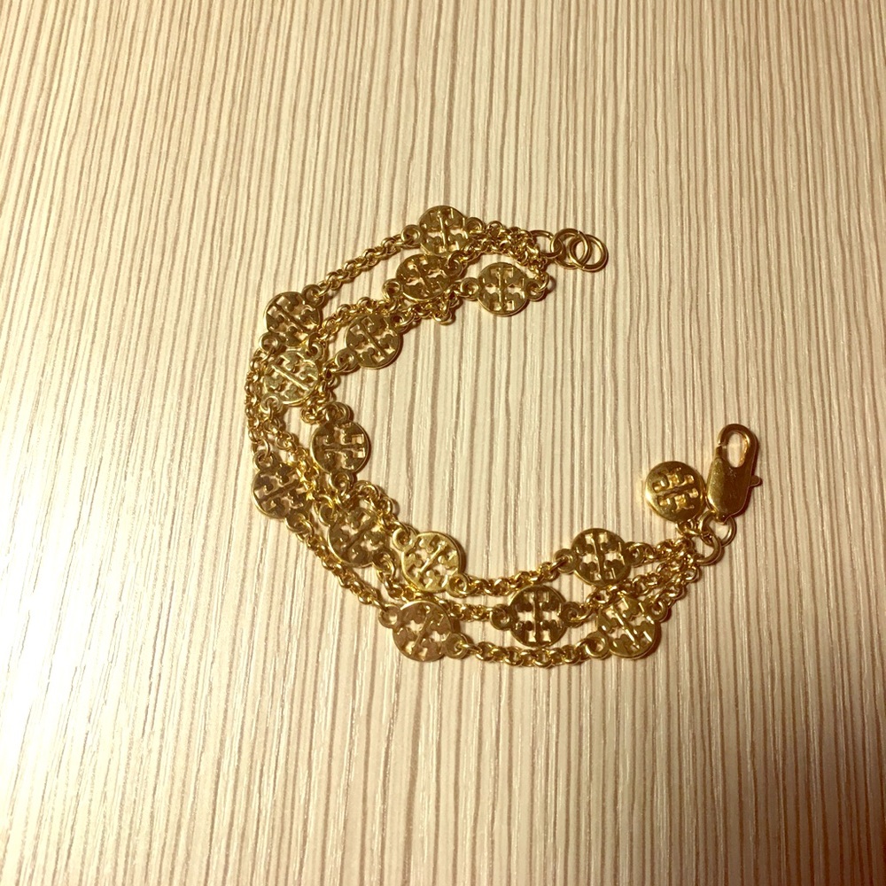 Tory Burch Multi Strand Logo Bracelet- Gold