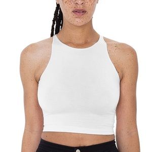 American apparel white cropped halter top