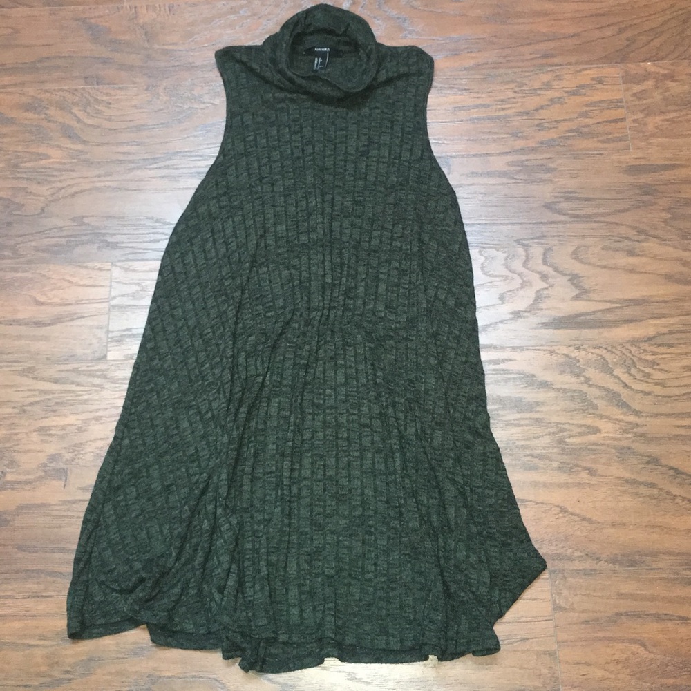 Olive turtle neck sleeveless sweater dress