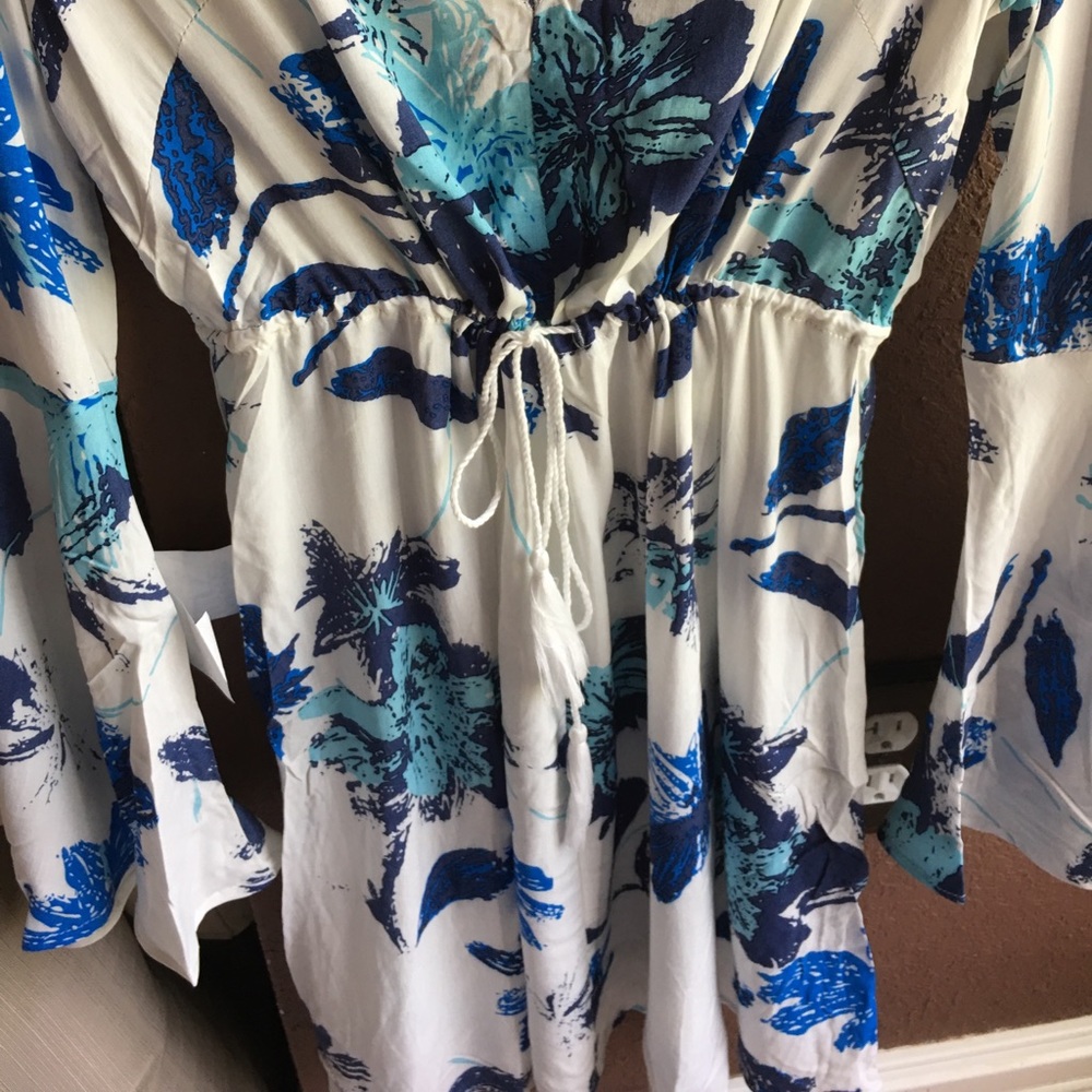 BLUE FLORAL BOHO CHIC DRESS šBEAUTIFUL š - Picture 4 of 4