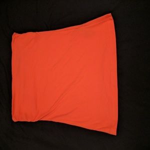 Bright orange strapless tube top