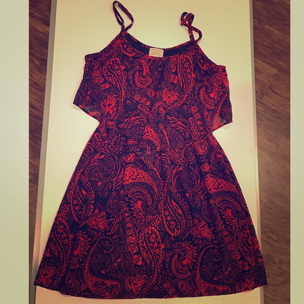 Beautiful Red & Navy Blue Patterned Sundress