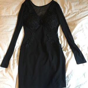 Black lace mini dress