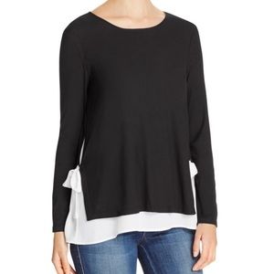 Gray and Black Side Tie Layered Top