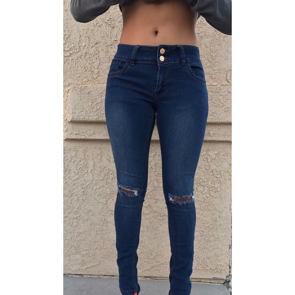 High waisted & push up skinny jeans
