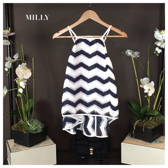 MILLY BLUE & WHITE CHEVRON TOP - Picture 2 of 6