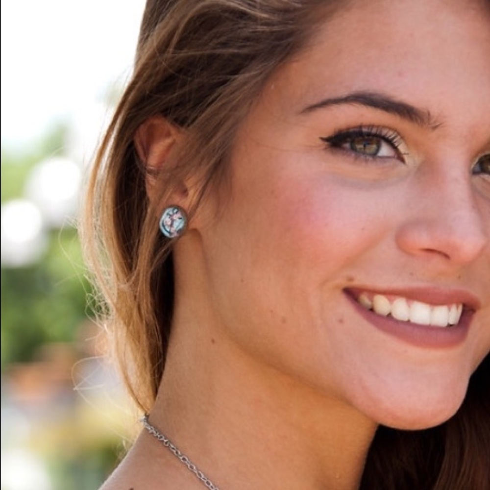 Preppy anchor & sparkly pretty pink Earrings set - Picture 2 of 7