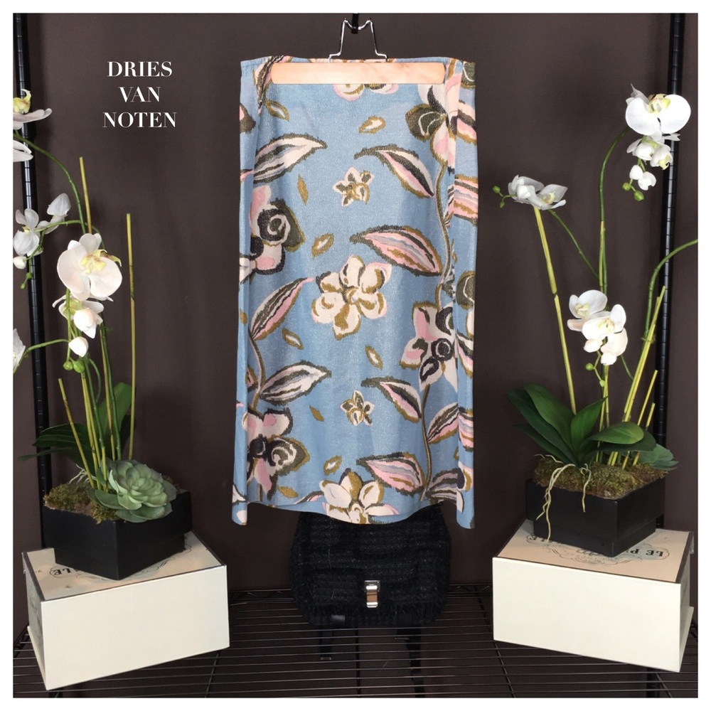 DRIES VAN NOTEN BLUE FLORAL SKIRT - Picture 4 of 7