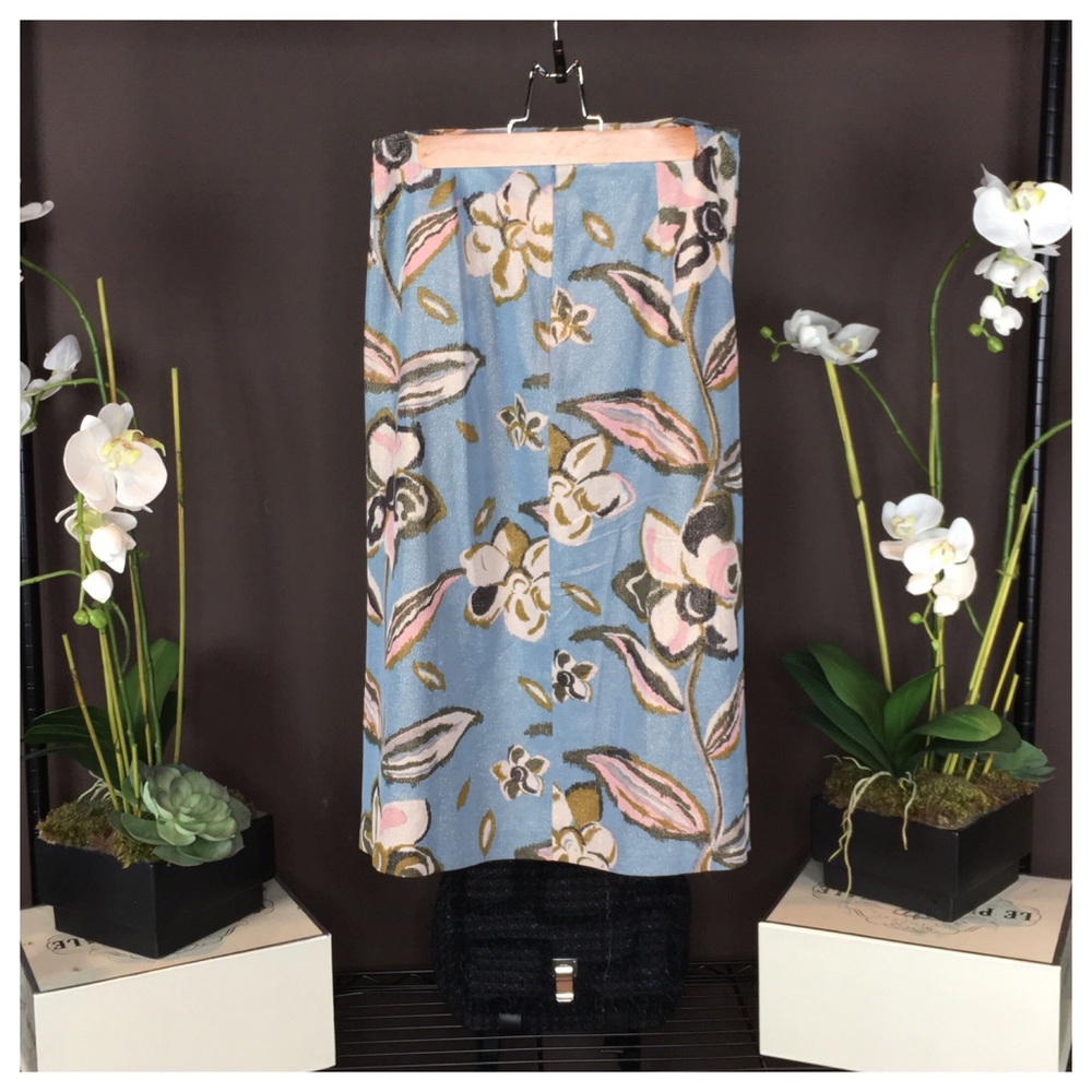 DRIES VAN NOTEN BLUE FLORAL SKIRT - Picture 5 of 7