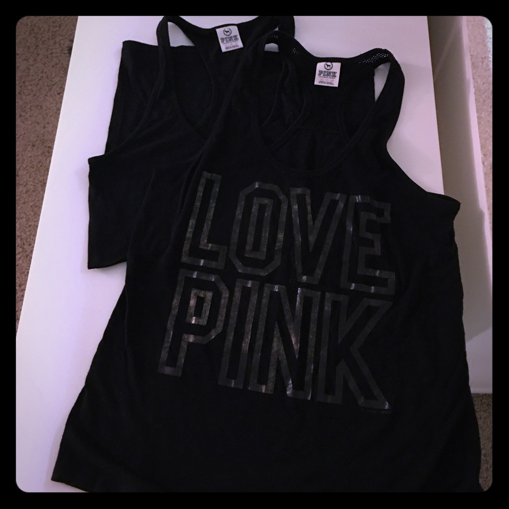 Bundle of 2 PINK black tank tops!