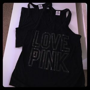 Bundle of 2 PINK black tank tops!