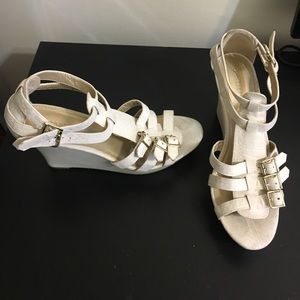 Off white/cream colored wedge heels