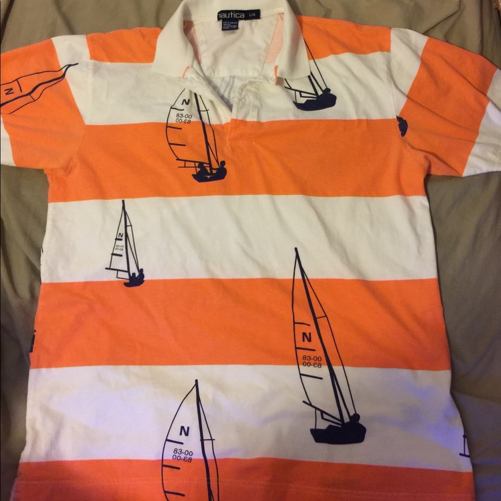 Nautica Horizontal striped Polo Size L