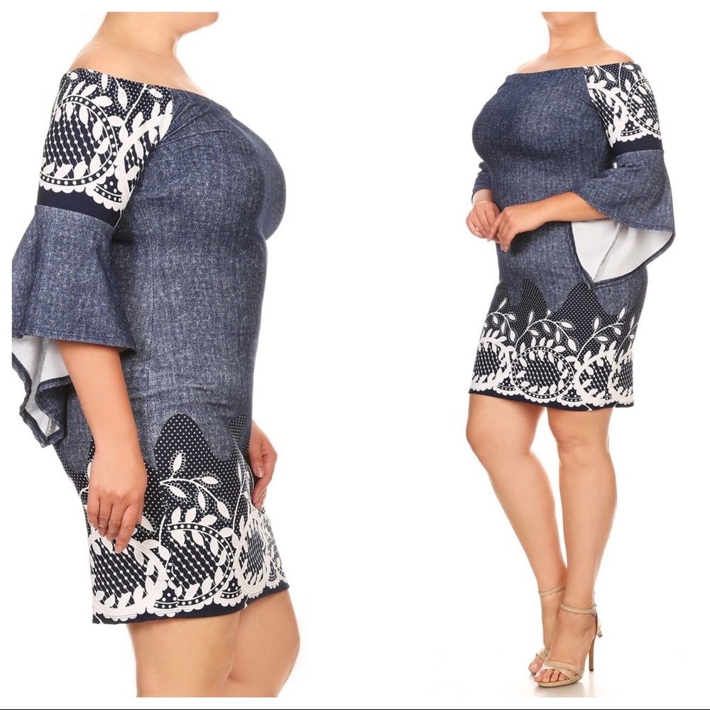 Sexy plus six denim dress