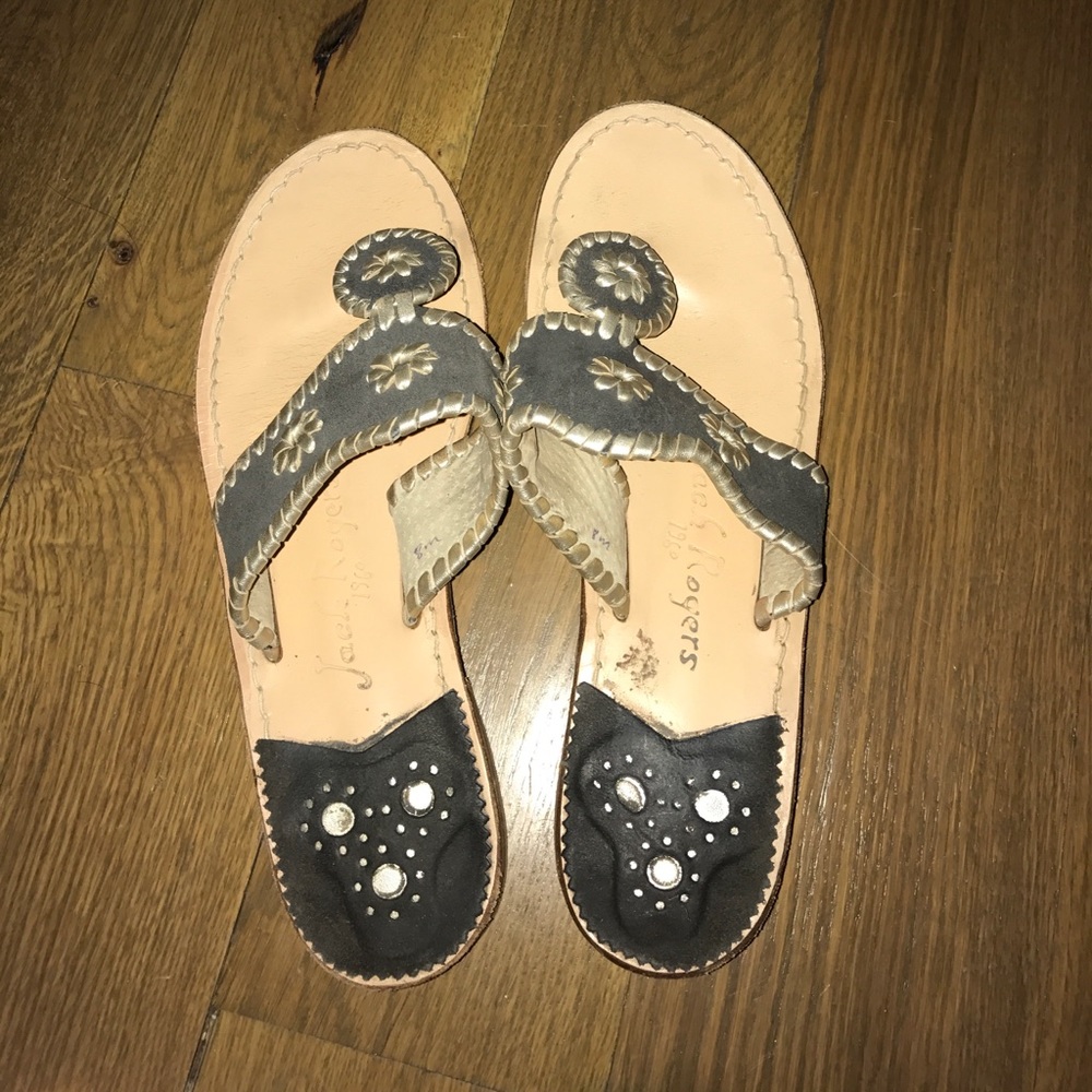Size 8 metallic Jack Roger's sandals