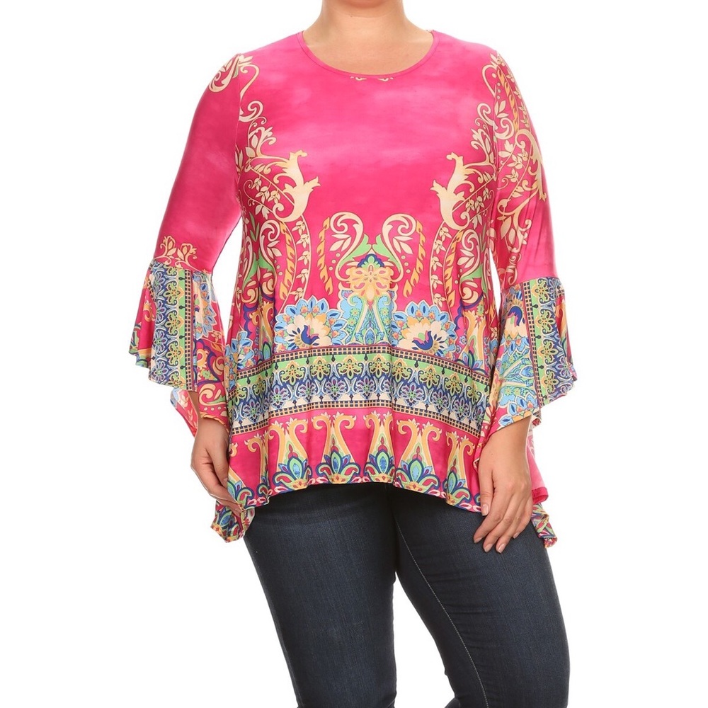 Plus size Boho angel sleeve top