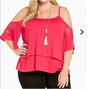 On trend plus size cold shoulder top