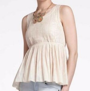 Anthropologie Vanessa Virginia Gold Pleated Top