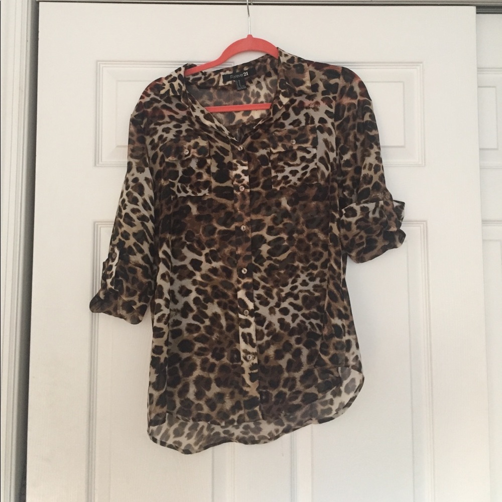 Sheer Cheetah Button Down